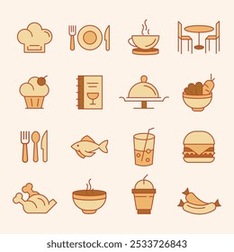 RESTAURANT - FOOD - DRINKS ICON SET