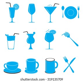 Restaurant food drinks icons set