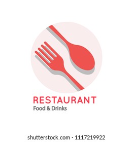 Restaurant Food & Drinks Logo Fork Spoon Background Vector Image
