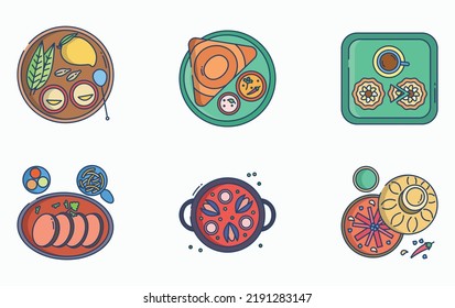 Restaurant Food And Fine Dining Icon Set