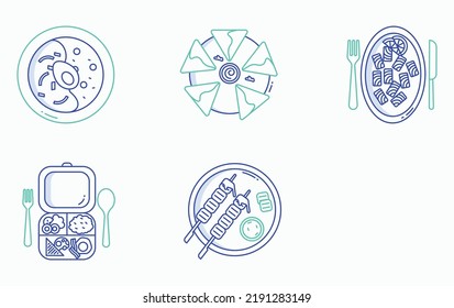 Restaurant Food And Fine Dining Icon Set