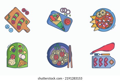 Restaurant Food And Fine Dining Icon Set