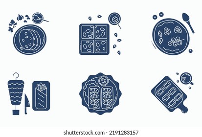 Restaurant Food And Fine Dining Icon Set