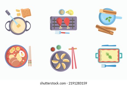 Restaurant Food And Fine Dining Icon Set