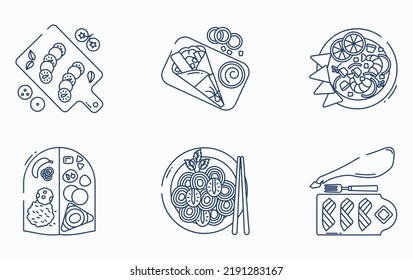 Restaurant Food And Fine Dining Icon Set