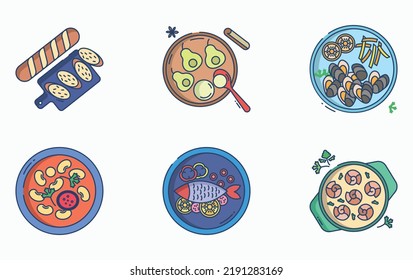 Restaurant Food And Fine Dining Icon Set