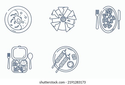 Restaurant Food And Fine Dining Icon Set