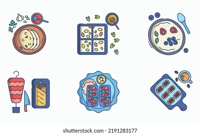 Restaurant Food And Fine Dining Icon Set