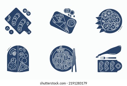 Restaurant Food And Fine Dining Icon Set