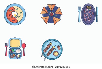 Restaurant Food And Fine Dining Icon Set