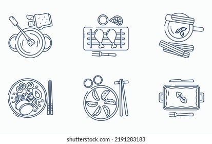 Restaurant food and Fine dining icon set