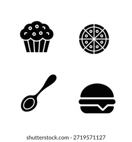 Restaurant, food flat vector icon 4 pieces bundle set