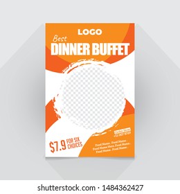 Restaurant Food Flyer Template, Modern Food Menu Flyer Design, Dinner Buffet Offer