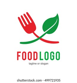 RESTAURANT FOOD FORK LEAF LOGO SYMBOL EMBLEM TEMPLATE