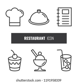 restaurant food icon line arts  set vector template on white background