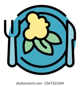 Restaurant food icon outline vector. Work meal. Cafe shop color flat