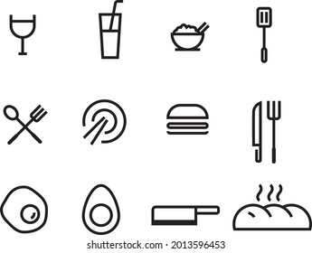restaurant and food icon pack. Restaurant icon set. 