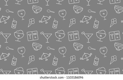 Restaurant food icon pattern seamless outline