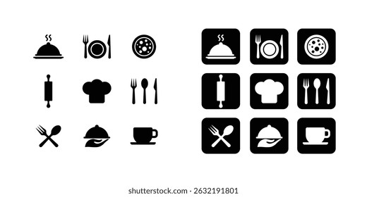 Restaurant Food icon set, sign and symbol Vector illustration.