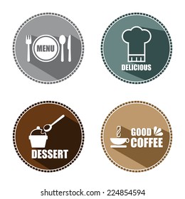 Restaurant food icons set. Color vector.