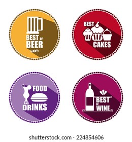 Restaurant food icons set. Color vector.