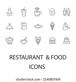 Restaurant,  food icons set . Restaurant , food pack symbol vector elements for infographic web