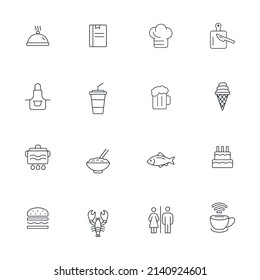 Restaurant,  food icons set . Restaurant , food pack symbol vector elements for infographic web