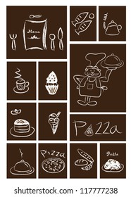 Restaurant and food icons set, vector illustration