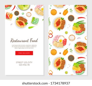 Restaurant Food Landing Page Template, Healthy Delicious Food Online Ordering, Mobile App, Web Page Flat Vector Illustration