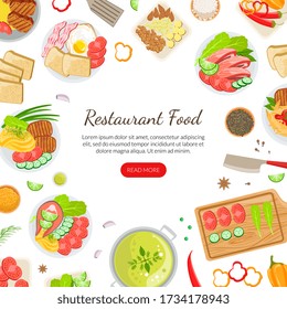 Restaurant Food Landing Page Template, Healthy Delicious Food Online Ordering, Mobile App, Homepage Flat Vector Illustration