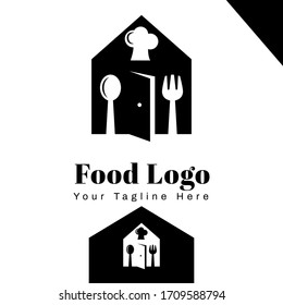 Restaurant Food Logo Template For Company and Restaurant monochrome style