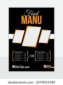 Restaurant food Manu Design, Special Food Manu and Professional Manu design vector template A4 page