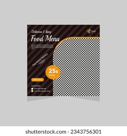 Restaurant food menu creative and modern social media promotion post EPS vector template design 