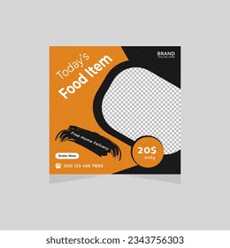 Menú de comida de restaurante creativo y moderno promoción de medios sociales post diseño de plantilla de vector EPS 