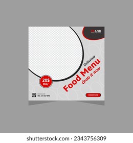 Restaurant food menu creative and modern social media promotion post EPS vector template design 