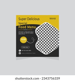 Restaurant food menu creative and modern social media promotion post EPS vector template design 