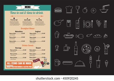 Restaurant Food Menu  Design with cartoon fast delivery vector format eps10