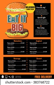 Restaurant Food Menu Design with Chalkboard Background
