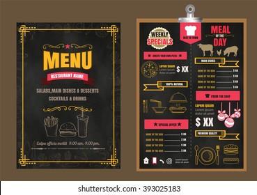 Restaurant Food Menu Design with Chalkboard Background