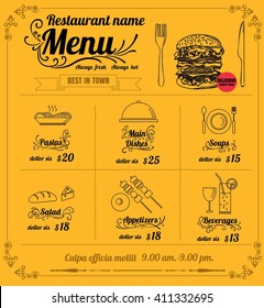 Restaurant Food Menu Design with Chalkboard Background