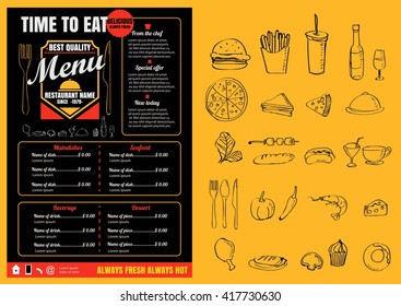 Restaurant Food Menu Design with Chalkboard Background