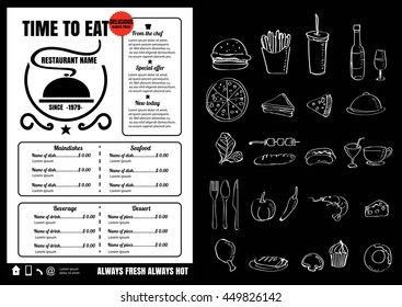 Restaurant Food Menu Design with Chalkboard Background