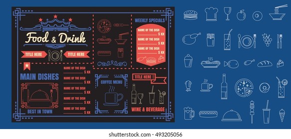 Restaurant Food Menu Design with Chalkboard Background