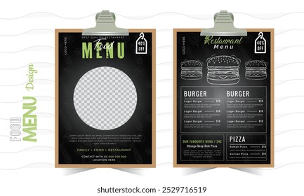 Restaurant food menu design, food cooking vintage template