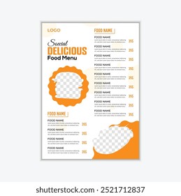 Plantilla de diseño de menú de comida de restaurante