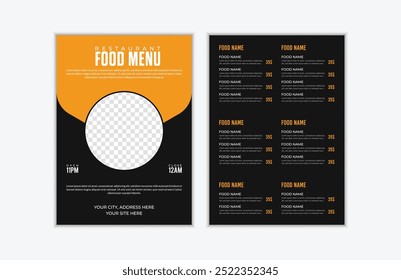 Plantilla de diseño de menú de comida de restaurante