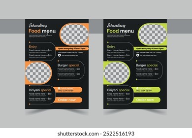 Modelo de design de menu de restaurante Food