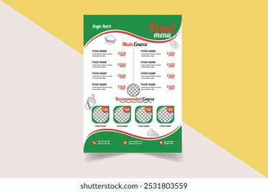 Restaurant food menu design template