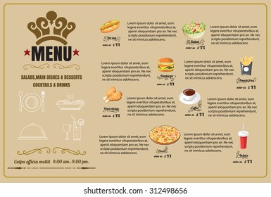 Restaurant Food Menu Design, Vektorformat eps10