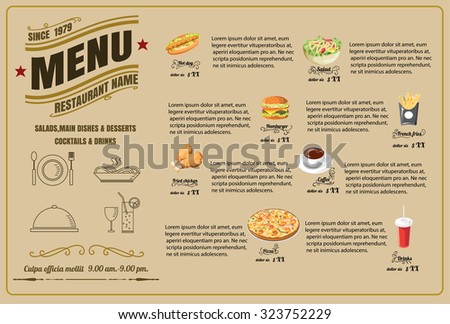 restaurant food menu design vector format のベクター画像素材